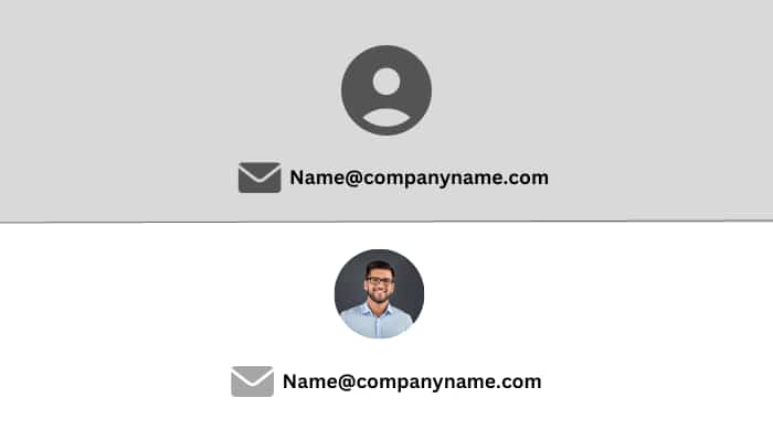 a picture split in two parts, above is without Profile picture on email address which is less attractrive, and bottom part is with profile picture which is attractive