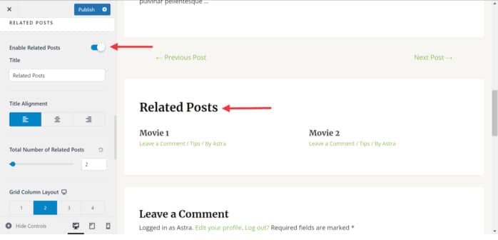 Astra Blog Pro: Enable-Related-Posts