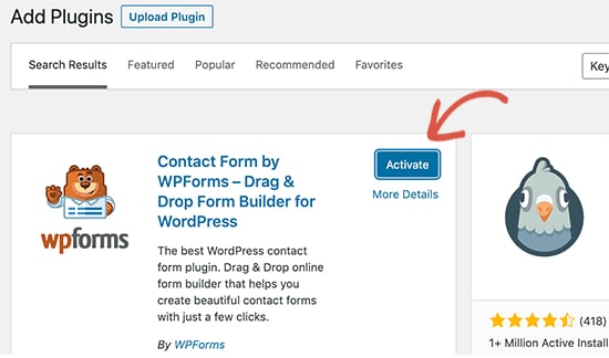 Activating a wordpress plugin